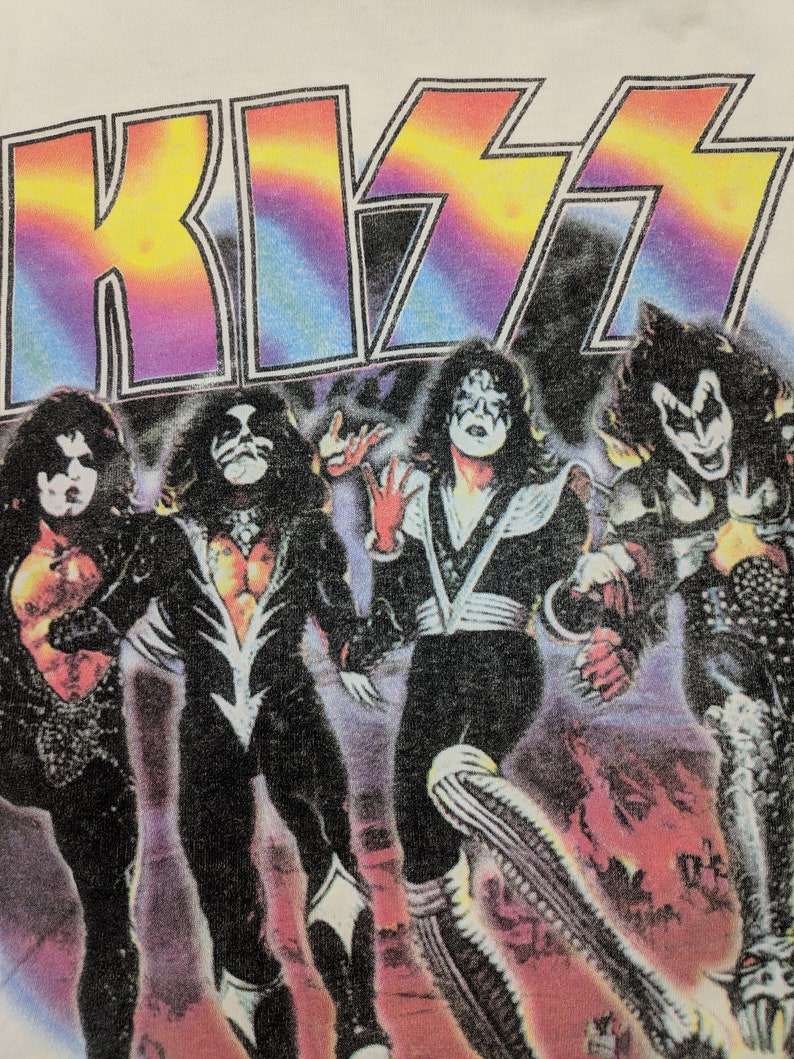 Vintage Kiss T shirt XL L 90s Alive Tour 1997 Rock Metal White Tee Gene Simmons