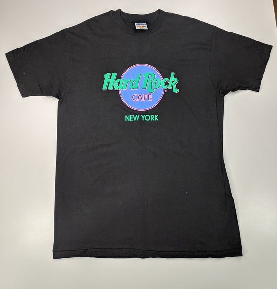 Vintage 80s 90s Hard Rock T shirt Tee Black Cafe … - image 1