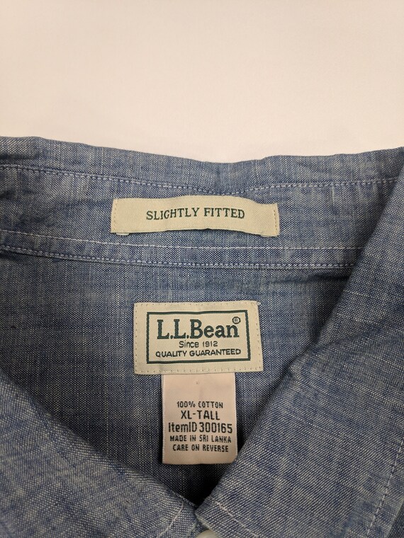 LL Bean Short Sleeve Tall XL Vintage Chambray Den… - image 3