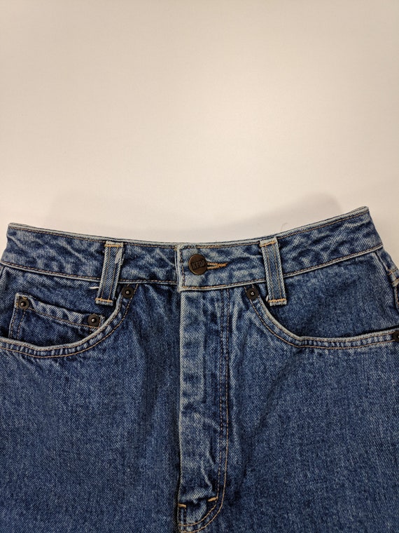 Vintage Denim Skirt Stonewash 22 Small 90s 80s Cu… - image 4