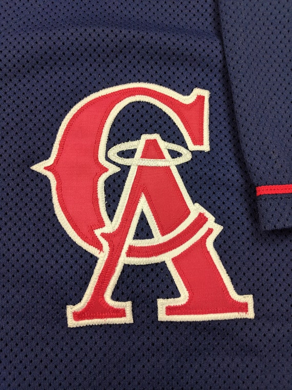 HULAPOPPERVINTAGE California Angels Jersey Vintage La Russell Navy Blue Athletic Diamond Collection Batting Practice 46