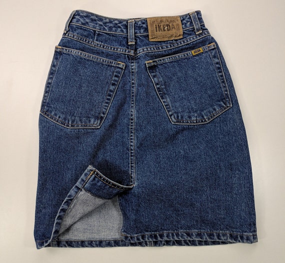 Vintage Denim Skirt Stonewash 22 Small 90s 80s Cu… - image 2