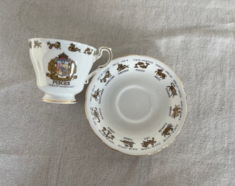 Vintage Pisces Zodiac Tea Cup and Saucer