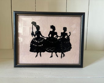 Vintage Rococo French Style Ladies Silhouette Framed Art