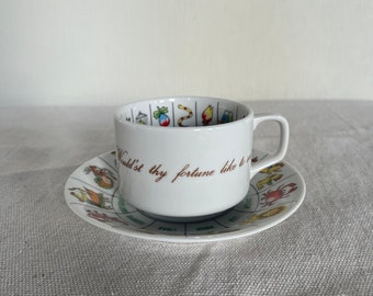 Vintage Fortune Telling Tarot Lucky Symbol Tea Cup // International Design Guild