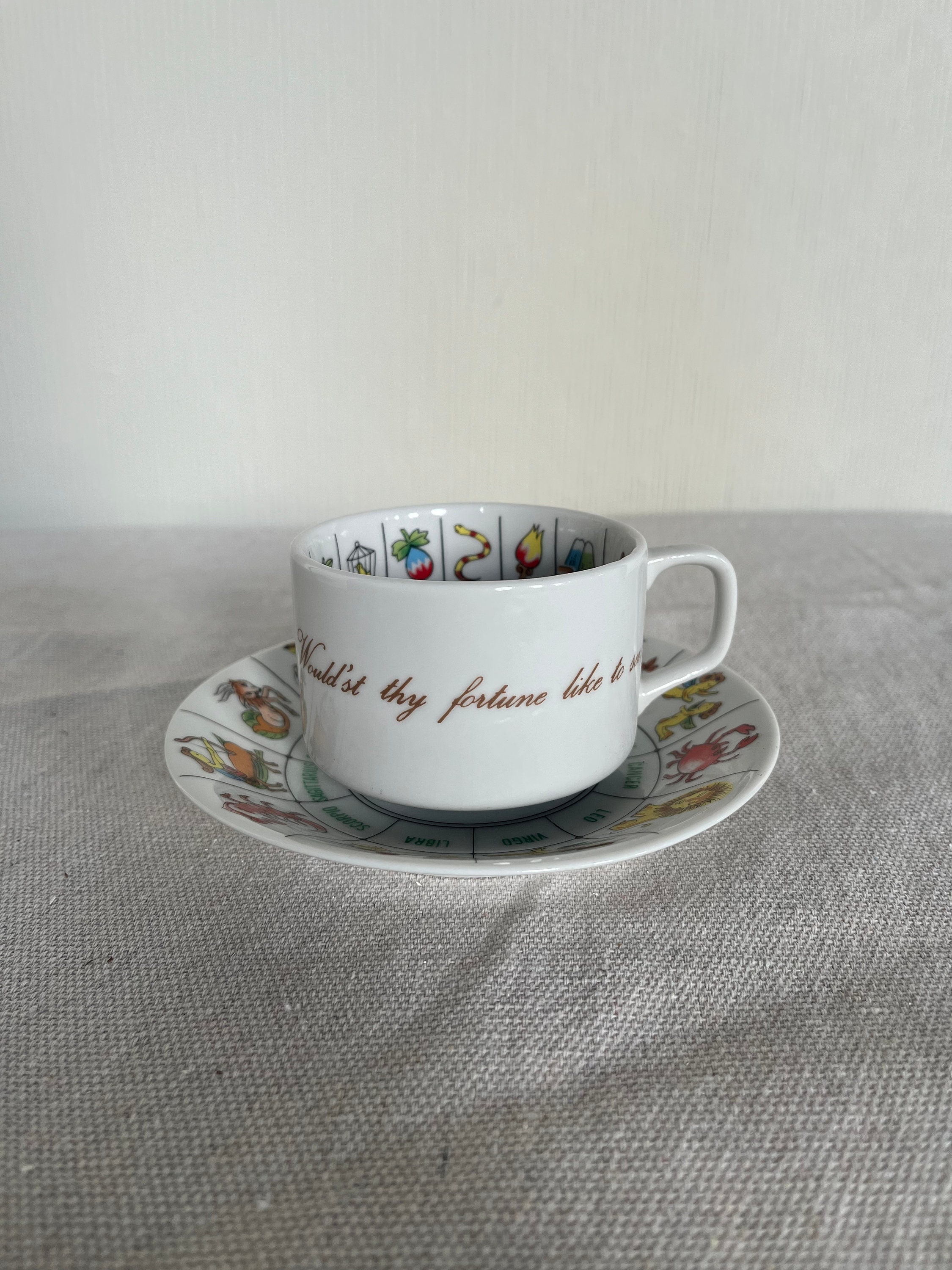 Vintage Fortune Telling Tarot Lucky Symbol Tea Cup // International Design Guild
