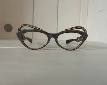 Vintage Cat Eye Rainbow Eyeglass Frame, Made in Italy