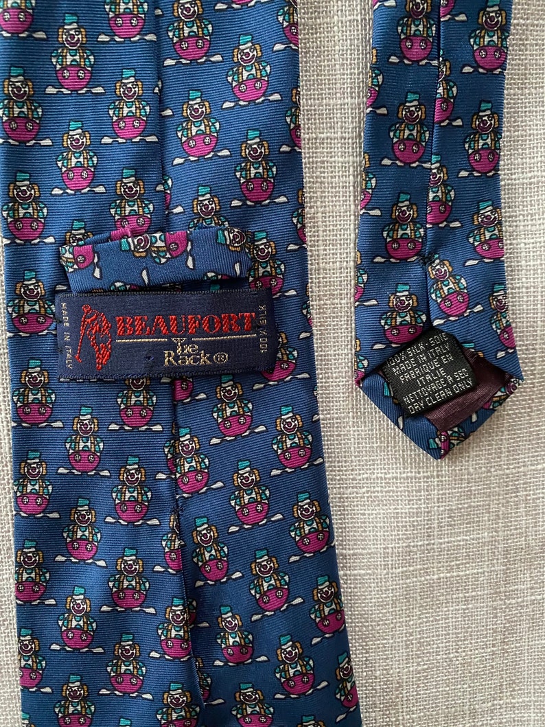 Preloved Pink and Green Clown Novelty Motif by Beaufort Tie Rack