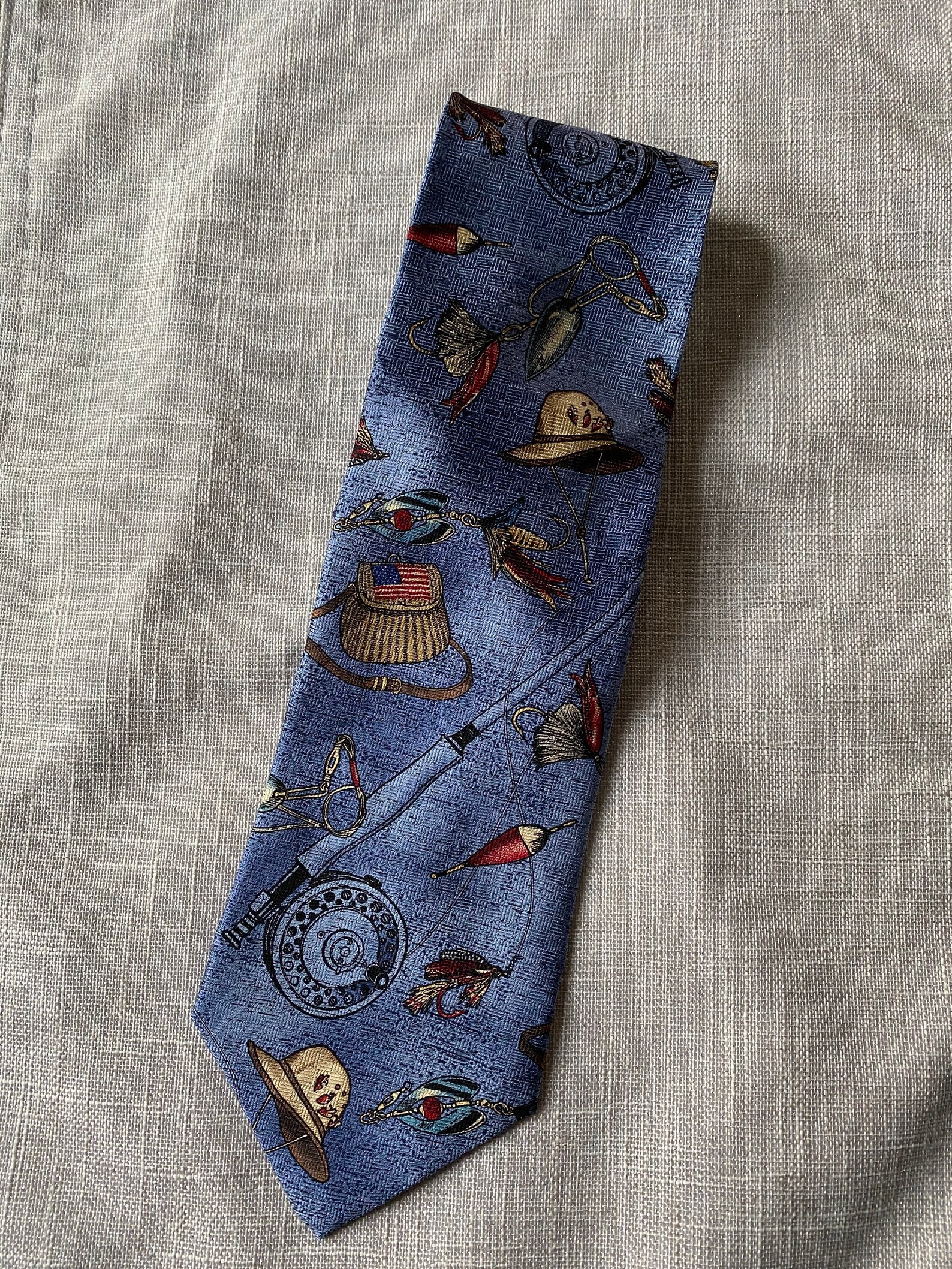 Blue Fly Fishing Necktie // Bait and Tackle // Fishing Rod // Lures Etsy