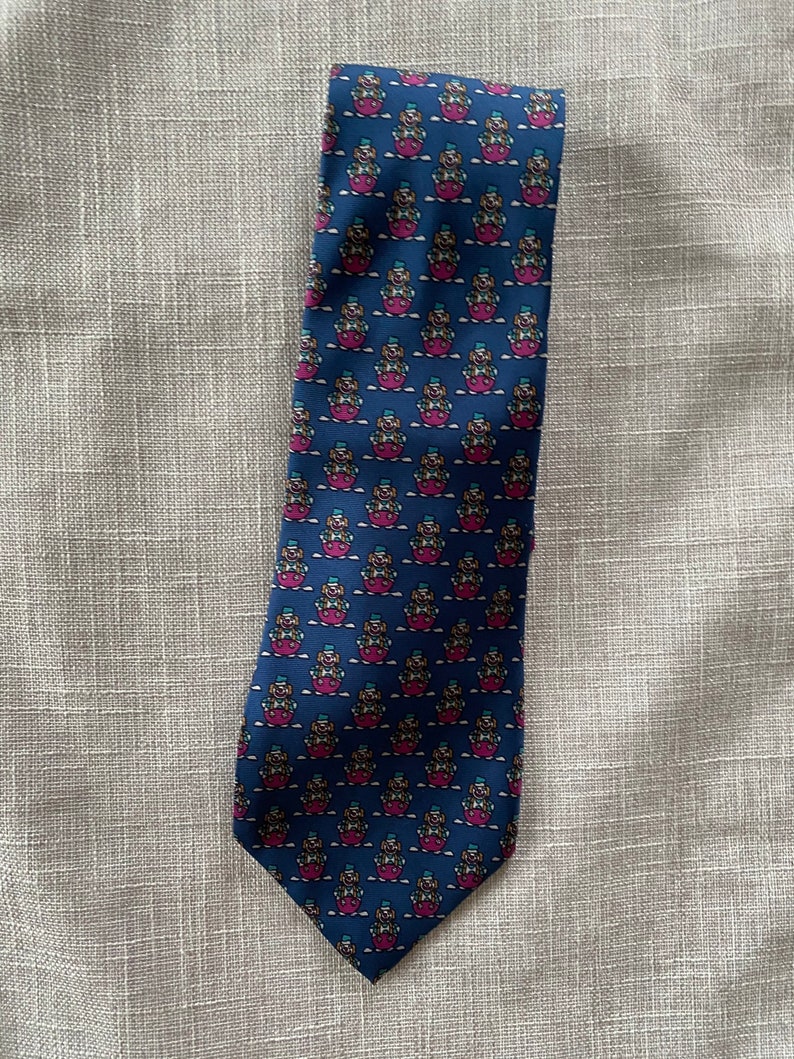 Preloved Pink and Green Clown Novelty Motif by Beaufort Tie Rack