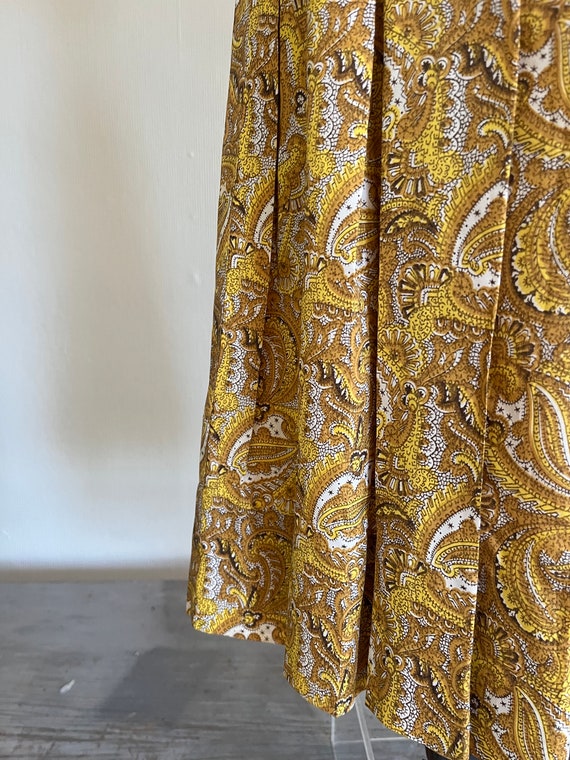 Vintage Yellow Paisley Cap Sleeve Dress with Bow … - image 3