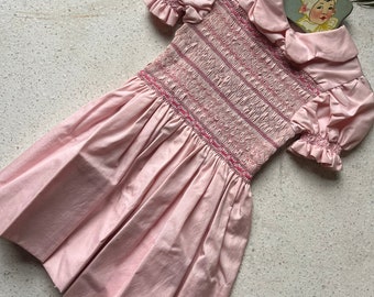 Vintage Pink Smocked Baby Toddler Dress