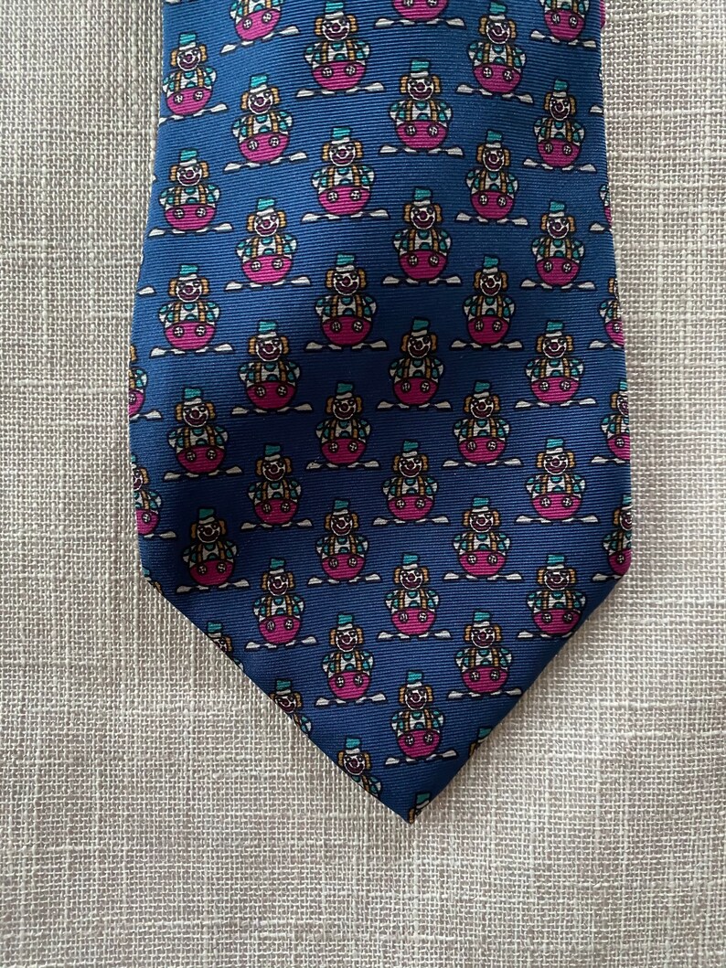 Preloved Pink and Green Clown Novelty Motif by Beaufort Tie Rack