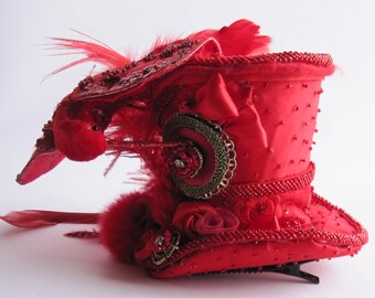 Steampunk Victorian top mini hat gothic burlesque mini