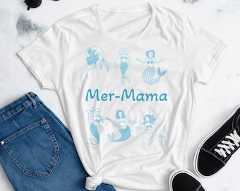 Camiseta de mujer Mer-Mama, camisa de sirena, camisa de sirena chica, camisas de sirena, camisas de sirena de mamá, camiseta de sirena, camiseta de cumpleaños de sirena