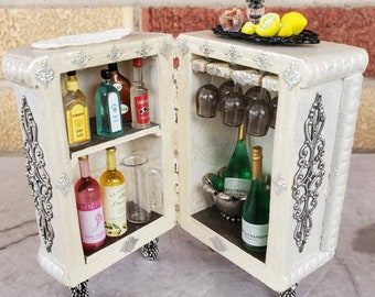Miniature Mini Bar Steampunk Nautical style Up-scaled chest dollhouse furniture 1:12 scale miniature collectible