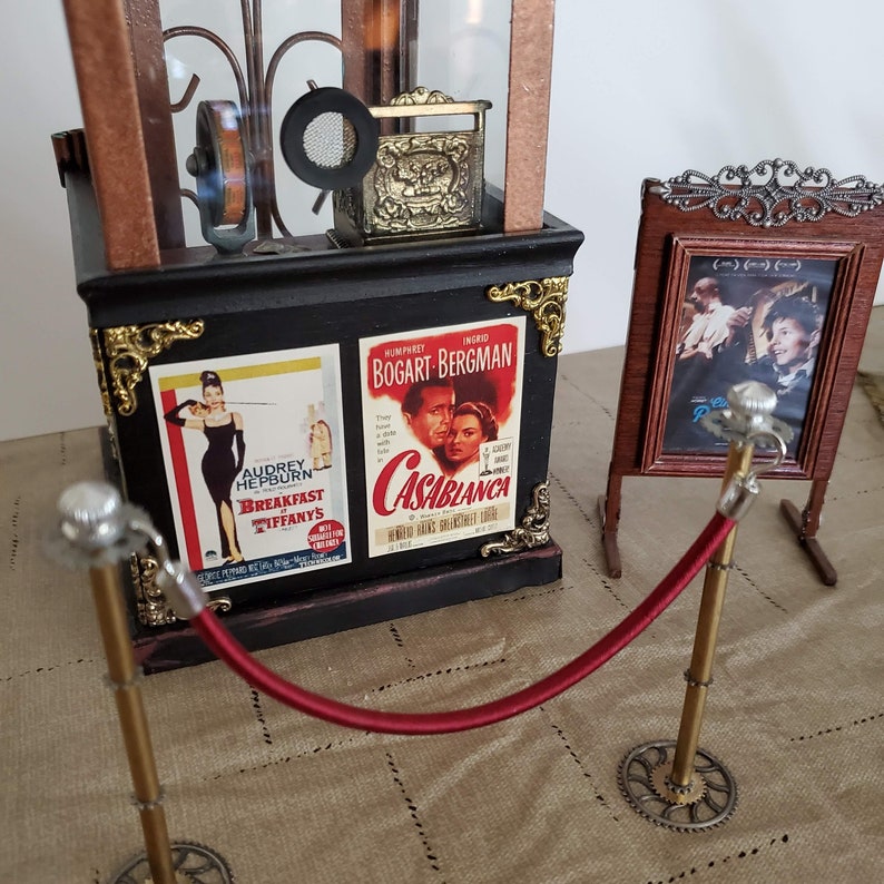 Miniature Movie Poster & Accessory Set with mini film reel and can. 1:12 scale dollhouse collectable image 5