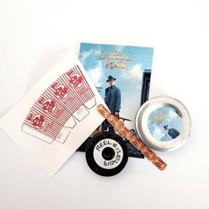 Miniature Movie Poster & Accessory Set with mini film reel and can. 1:12 scale dollhouse collectable Christopher Robin