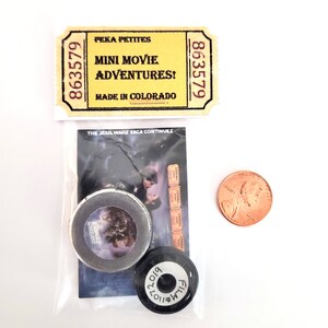 Miniature Movie Poster & Accessory Set with mini film reel and can. 1:12 scale dollhouse collectable Star Wars