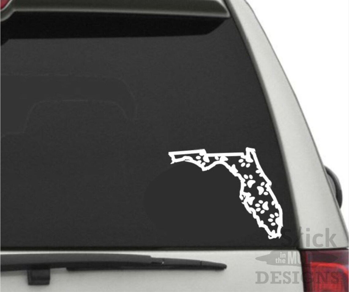 florida paw print permanent custom state vinyl decal etsy