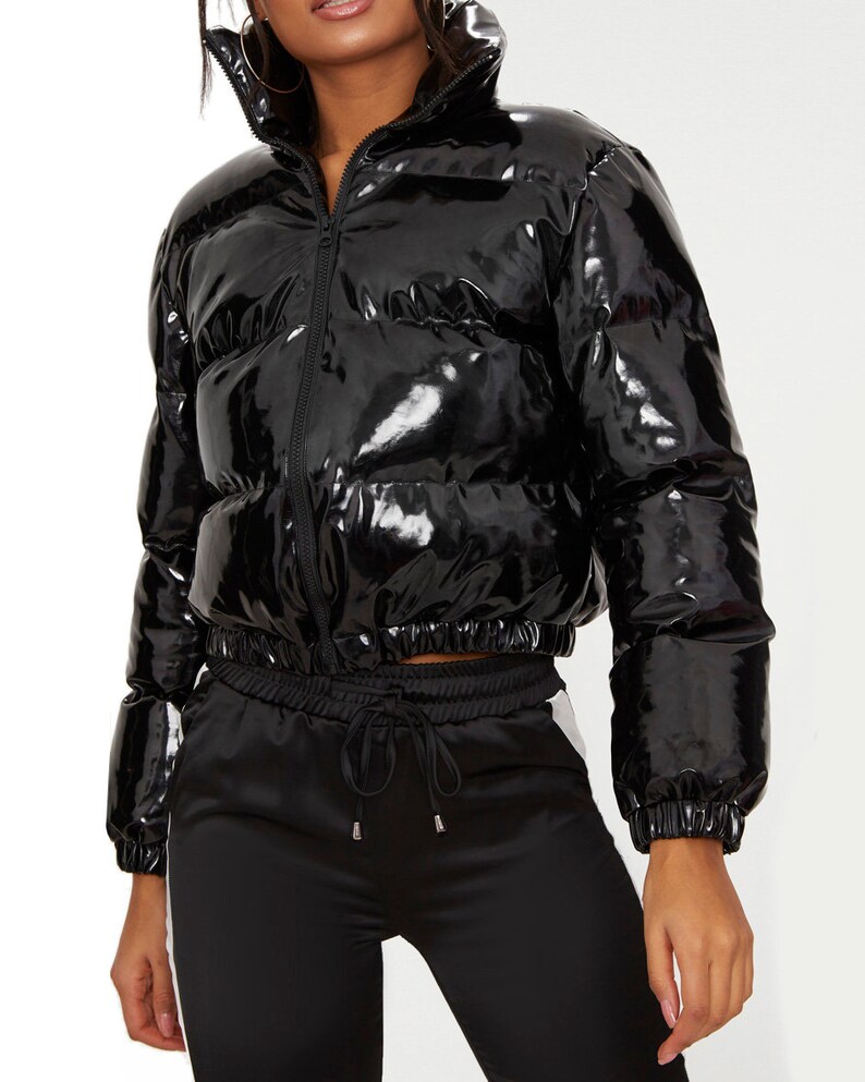 Shiny Pvc/vinyl Down Jacket short Puffer Bomber Etsy