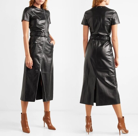 leather dress midi