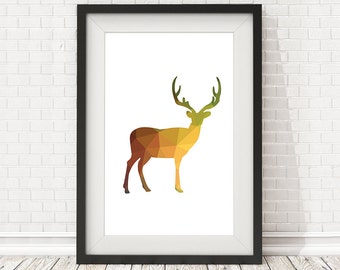 Deer poster, Deer polygon, Nursery Decor, Gift, Deer Print, Woodland Nursery, Animal Print, Woodland Animals, PRINTABLE poster, Home Decor