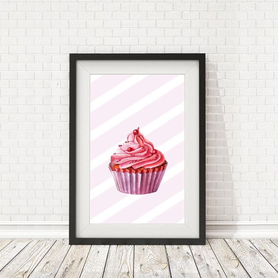 FRESHLY BAKED STRAWBERRY CAKE Retro Vintage Art Poster A3 A4 Size Kitchen Decor