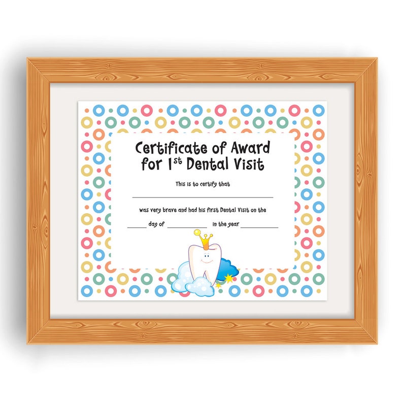 First Dental Visit Dentist Certificate Photo Certificate Etsy