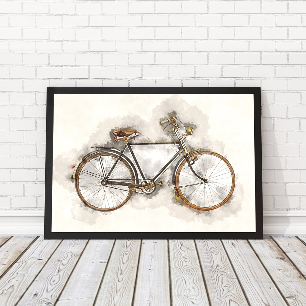 Vintage bicycle poster Bicycle watercolor Bike wall art Etsy