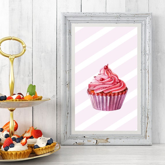 FRESHLY BAKED STRAWBERRY CAKE Retro Vintage Art Poster A3 A4 Size Kitchen Decor