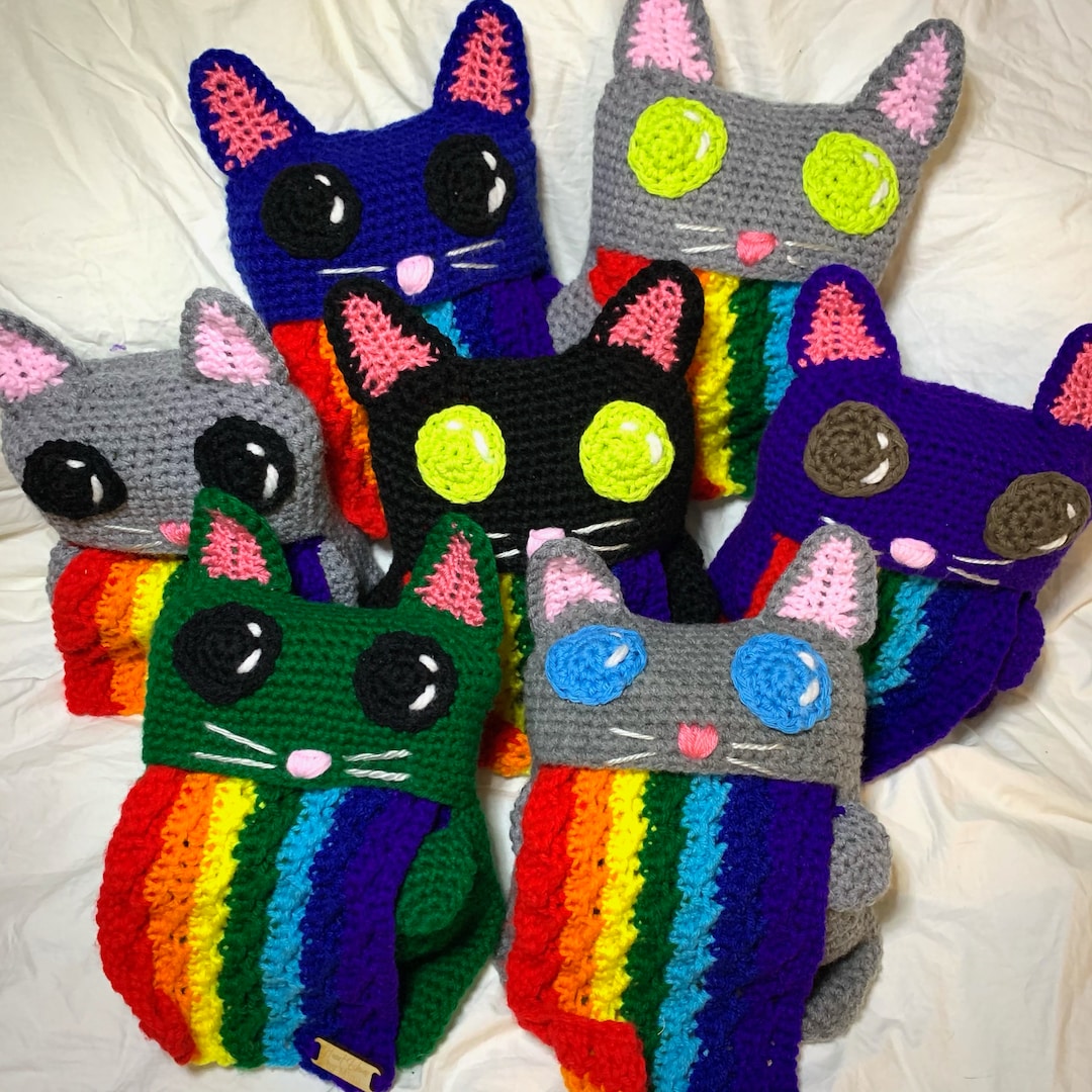 Kitty Cat Rainbow Barf Scarf, Nyan Cat Inspired, Pride, Cat Barf Scarf