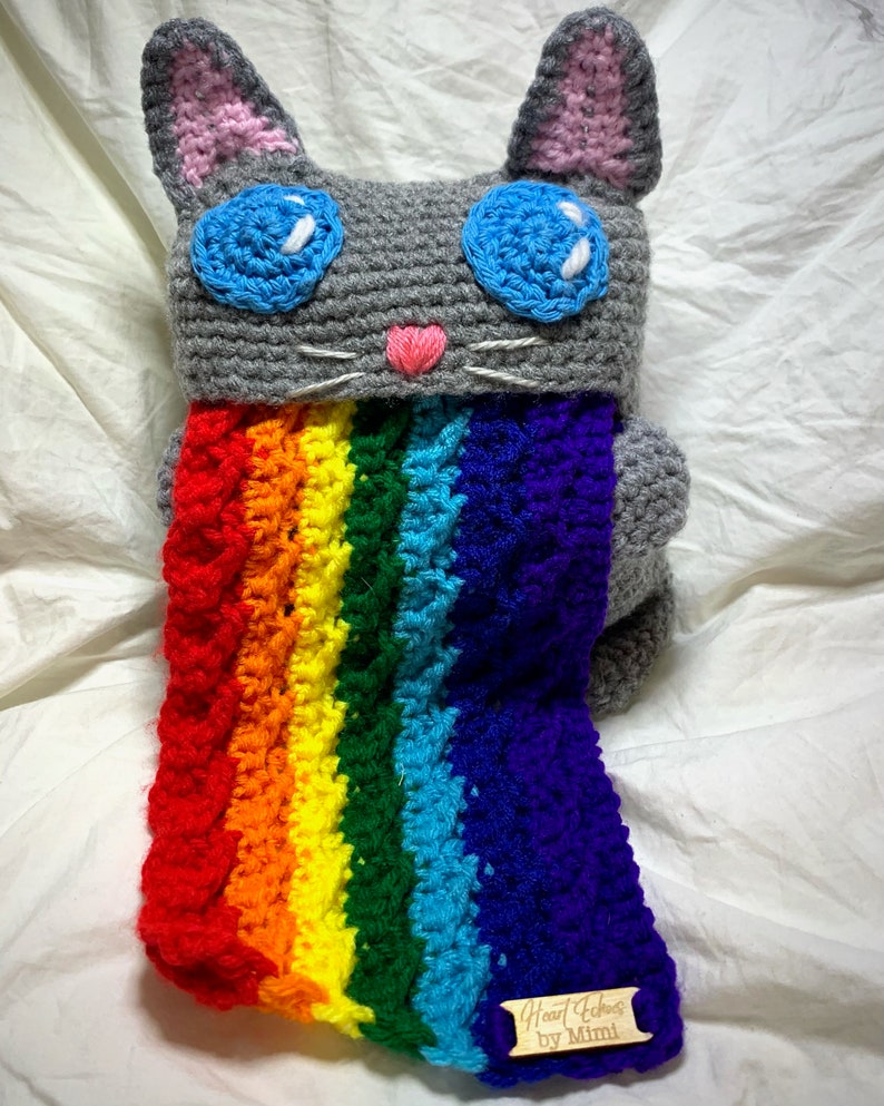 Kitty Cat Rainbow Barf Scarf, Nyan Cat Inspired, Pride, Cat Barf Scarf