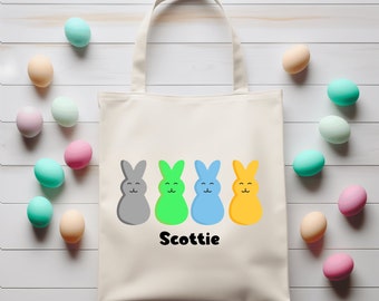 Personalized Kids Easter Tote, Easter Egg Hunt Bag, Girl Boy Personalized Easter Basket Tote Bag, Easter Eggs Hunting Bag