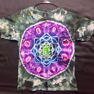 Młodzieżowa koszula tie-dye, koszula tie-dye z mandalą, koszula retro