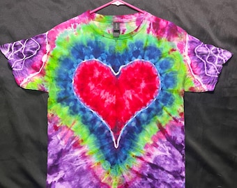MŁODZIEŻOWA koszula tie-dye w serduszko, koszula tie-dye, odzież w stylu hippie