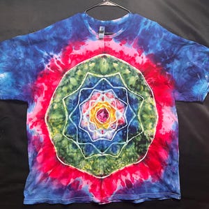 Koszula tie-dye, koszula tie-dye z mandalą, koszula retro