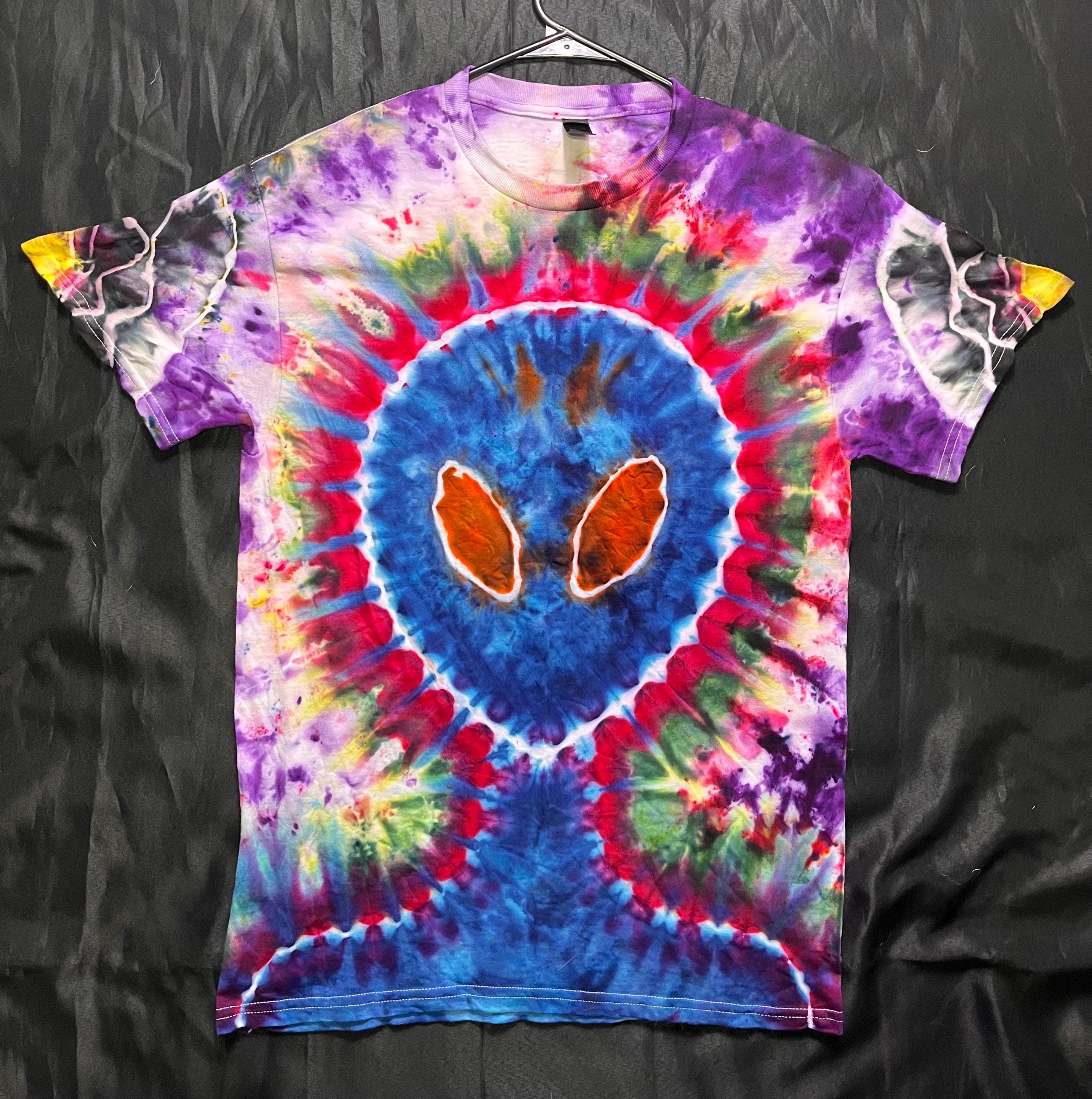 Top alien print tie dye tee dress Flash Sales