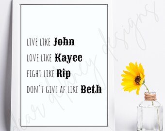 Yellowstone Printable, Dutton Ranch, Digital Download, Home Decor, Wall Art, Beth Dutton, Rip, Kayce Yellowstone Decor, Wall Hanging Art