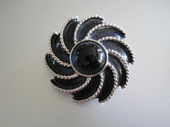 AVON Signed PinWheel Brooch and Scarf Clip. Silve… - image 2