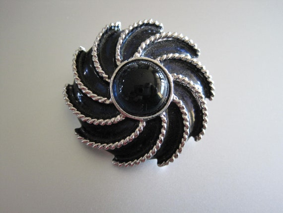 AVON Signed PinWheel Brooch and Scarf Clip. Silve… - image 1