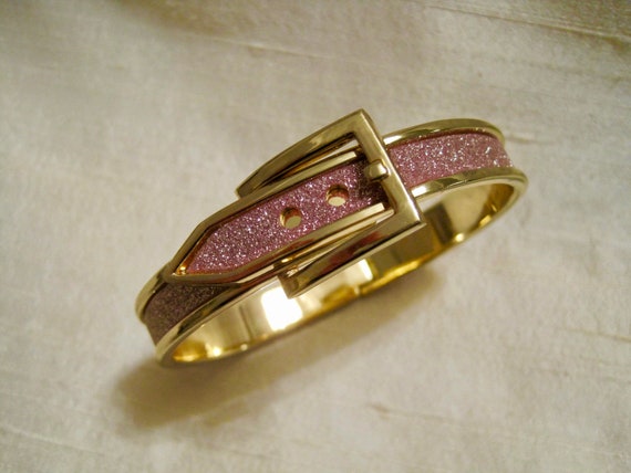 Mod Buckle Clamper Bracelet. Sparkling Pink Glitt… - image 1