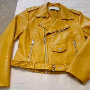 Mustard leather jacket zara hotsell