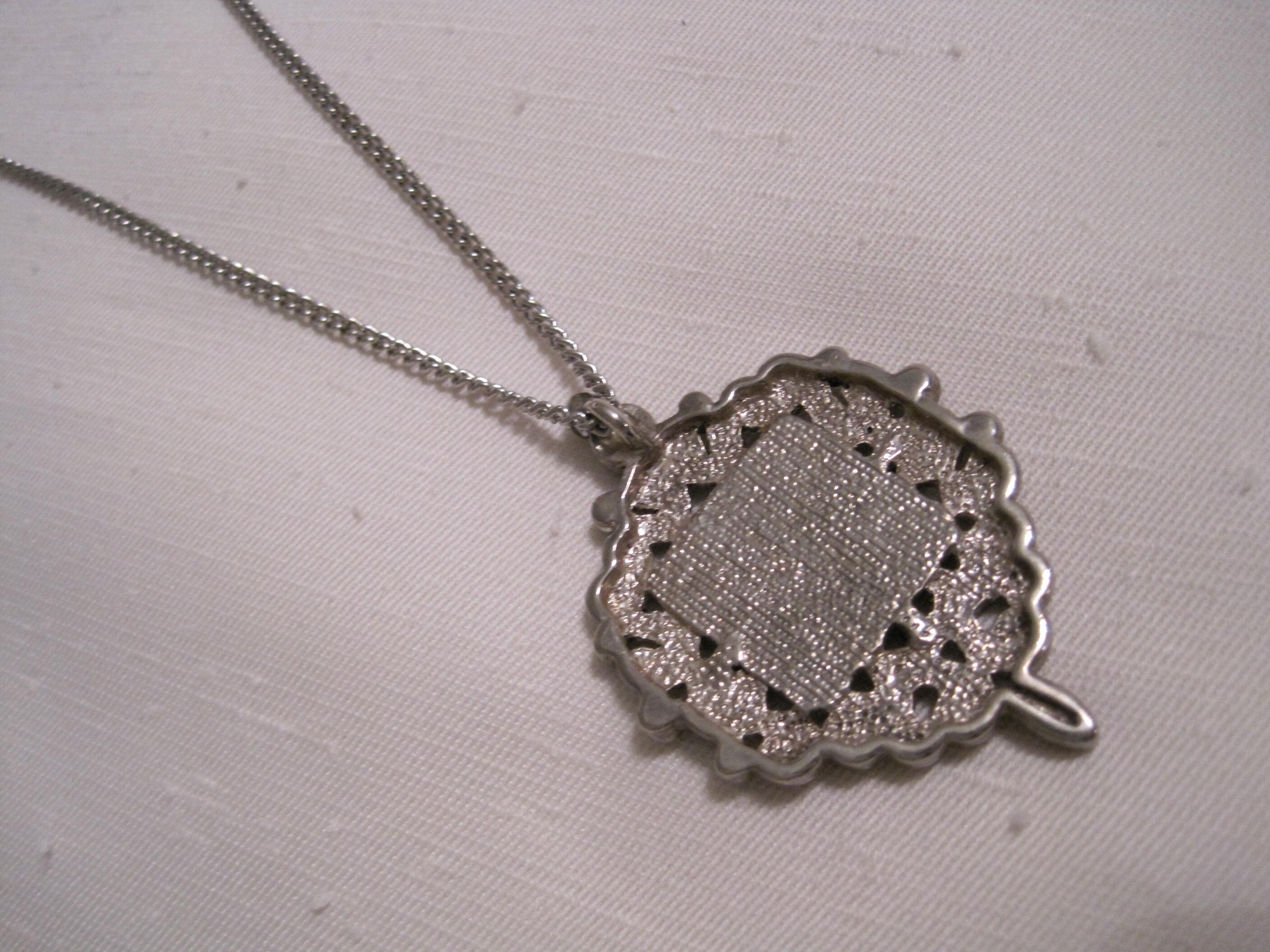 Victorian Style Pendant. Antique Silver Tone, Embossed