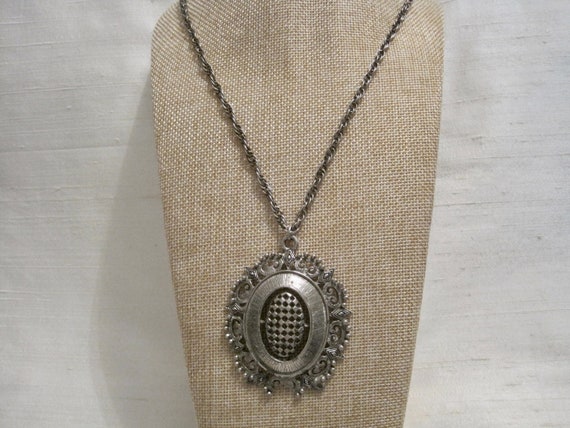 Victorian Style Silver Plated Medallion Pendant, … - image 1
