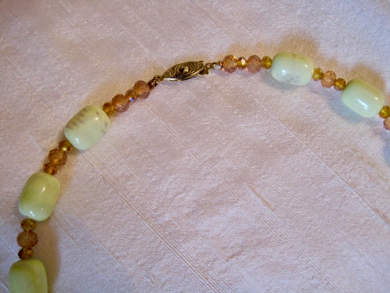 Art Deco 50's Pale Yellow Beaded Necklace. Pale Y… - image 5