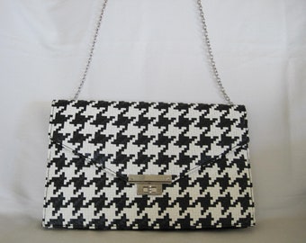 Abstract Black And White Checkered Texture Women Girl Canvas Floral Coin Purse Clutch Pouch Wallet 