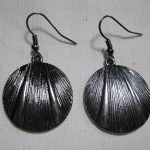 SALE Dangle Earrings. Textured Gunmetal Colour Pierced Earrings.