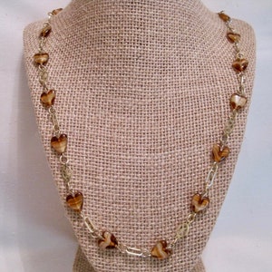 Art Murano Glass Hearts Beads and Gold Plated Necklace. Givre Glass Beads. Rare Find. Vintage 70&#39;s.