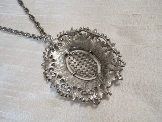 Victorian Style Silver Plated Medallion Pendant, … - image 6